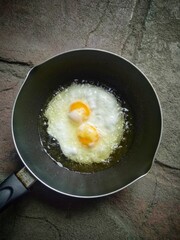 fried egg in a frying pan