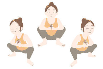 ヨガ　花輪のポーズ　瞑想(線無し)