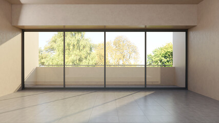 Obraz premium Large luxury modern minimal bright interiors room mockup illustration 3D rendering