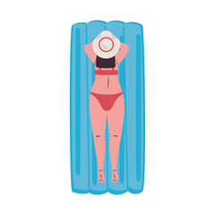 Girl cartoon with bikini backwards on float design, Summer vacation tropical and relaxation theme Vector illustration