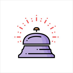 Desk Bell Icon Monoline Style, Single Stroke Width, Hotel Front Desk Bell