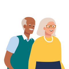 Grandmother and grandfather avatar design, Old woman man female male person mother father and grandparents theme Vector illustration