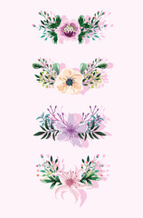 delicate flowers decoration ornament nature floral watercolor design
