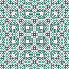 Seamless Green Cell pattern in Scandinavian, Nordic style. Ethnic, tribal background. Pixel design. Abstract embroidery.