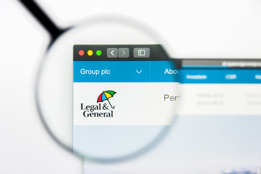 Los Angeles, California, USA - 23 March 2019: Illustrative Editorial of Legal and General Group website homepage. Legal and General Group logo visible on display screen.