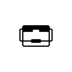 Portable fridge vector icon in black flat glyph, filled style isolated on white background