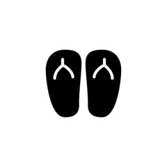 Beach Sandals Icon in black flat glyph, filled style isolated on white background