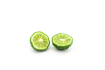 Bergamot fruit with cut in half isolated on white background