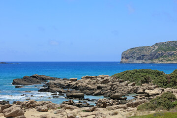 Crete island falassarna red sand beach summer holidays 2020 covid-19 season modern high quality...