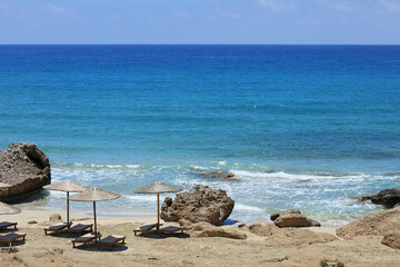 Crete island falassarna red sand beach summer holidays 2020 covid-19 season modern high quality...