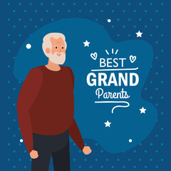 Grandfather on best grandparents design, Old man male person father grandparents family senior and people theme Vector illustration