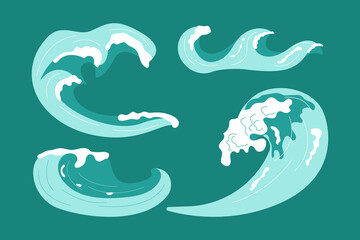 Set of sea or ocean waves