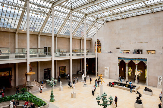 NEW YORK, USA - SEP 25, 2015: The Charles Engelhard Court in the American Wing of Metropolitan Museum of Art , the largest art museum in the United States of America