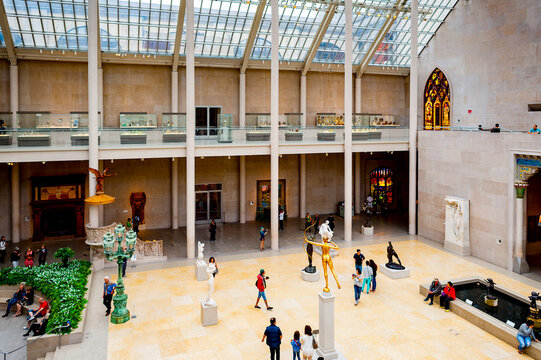 NEW YORK, USA - SEP 25, 2015: The Charles Engelhard Court in the American Wing of Metropolitan Museum of Art , the largest art museum in the United States of America