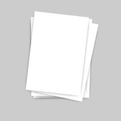 Business cards, paper stack on grey background vector illustration.