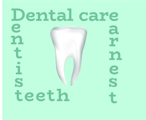 Dental care. A healthy tooth as advertising of earnest and professional job of a dentist. Vector illustration.