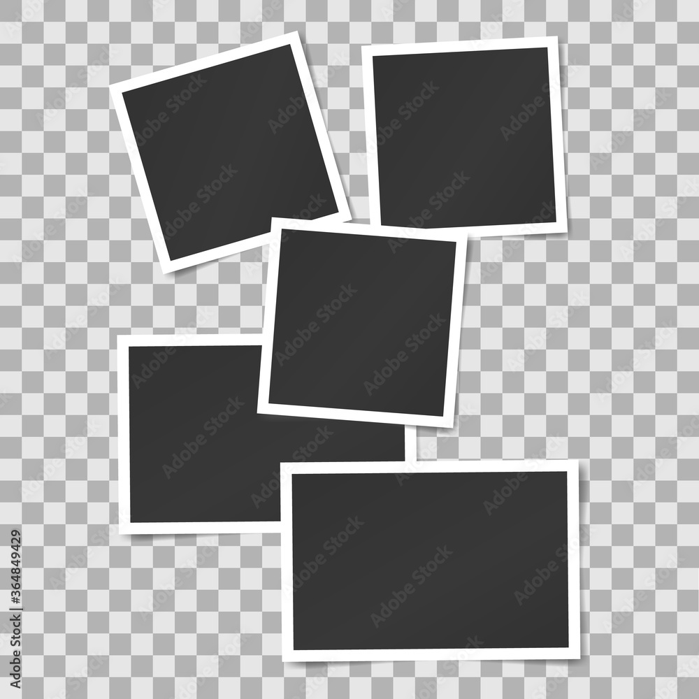 Poster big set of square vector photo frames stack. vertical and horizontal template photo design