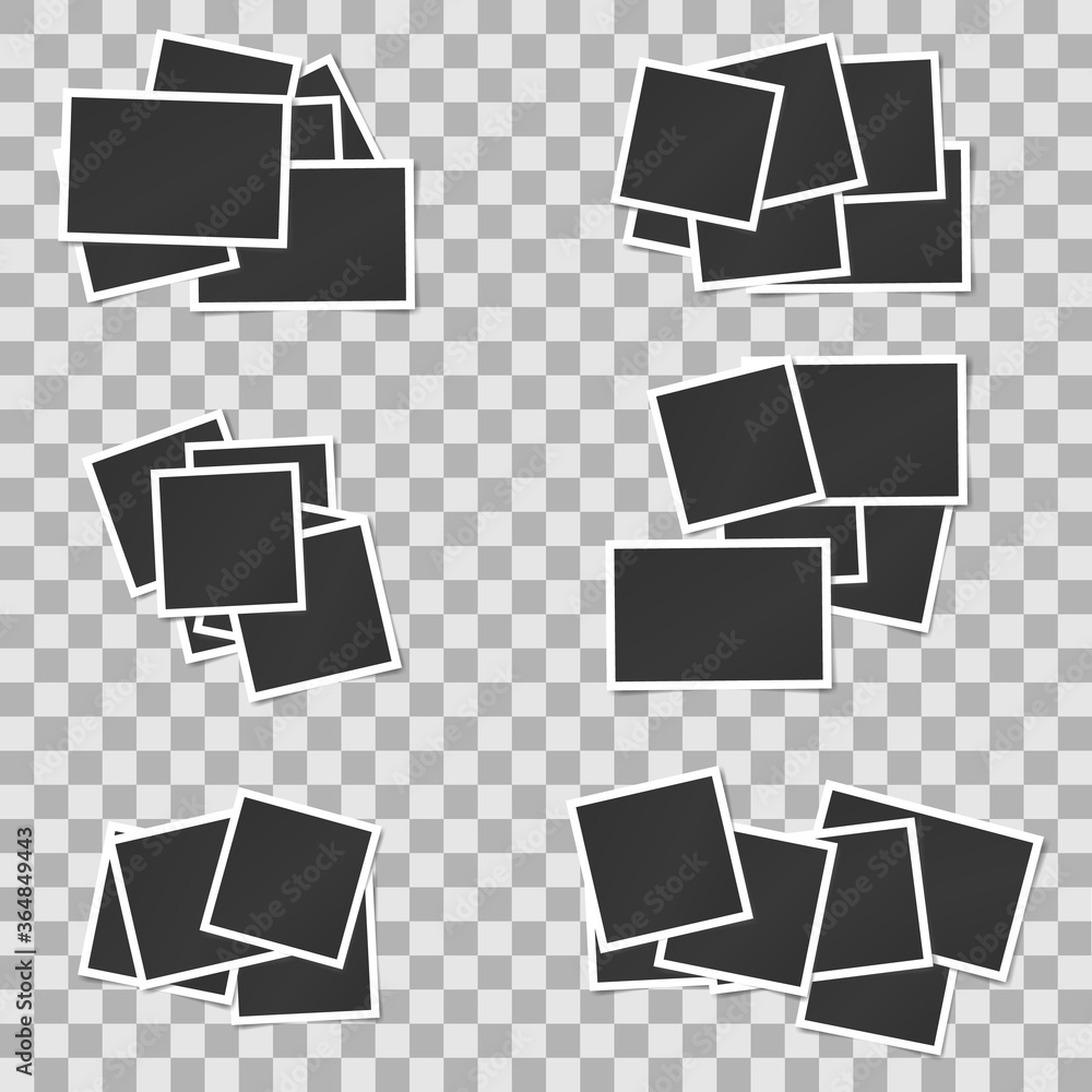 Poster big set of square vector photo frames stack. vertical and horizontal template photo design