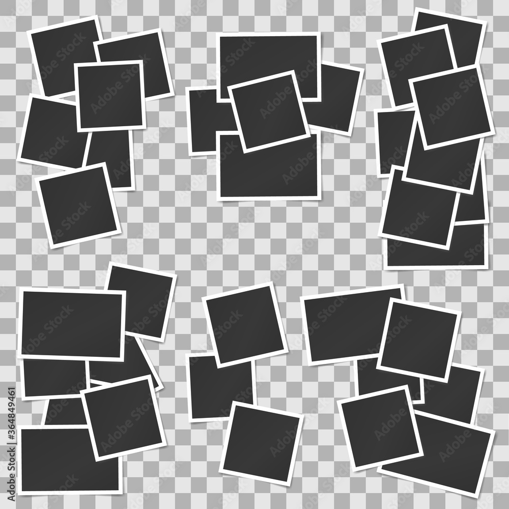 Poster big set of square vector photo frames stack. vertical and horizontal template photo design
