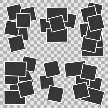 Big set of square vector photo frames stack. Vertical and horizontal template photo design