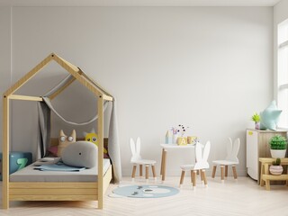 Mock up wall in the children's room in white wall background.