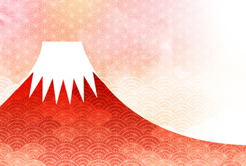 富士山　年賀状　和紙　背景