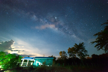 Beautiful nightscape with Starry night and Milky Way Galaxy rising in Kudat Sabah North Borneo. 