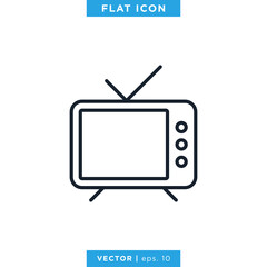 TV Icon Vector Design Template.  Television Icon With Editable Stroke