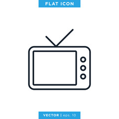TV Icon Vector Design Template.  Television Icon With Editable Stroke