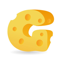 Initial G cheese logo, flat design logo template,  vector illustration