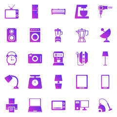 Household gradient icons on white background