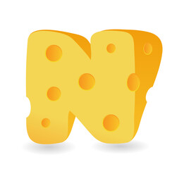 Initial N cheese logo, flat design logo template,  vector illustration