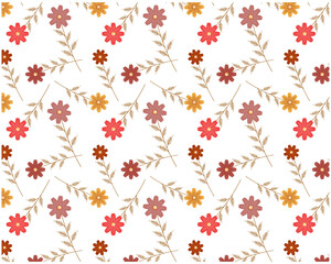 コスモスの花柄のシームレスパターン　カラフルな花びらの背景画像　