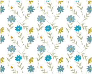 Rolgordijnen コスモスの花柄のシームレスパターン　カラフルな花びらの背景画像　 ©  NiSihSion