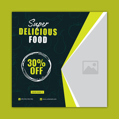 super delicious food sale square banner or flyer template. Suitable for restaurants business social media post