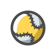 Baseball Ball with lacing Vector Cartoon illustration