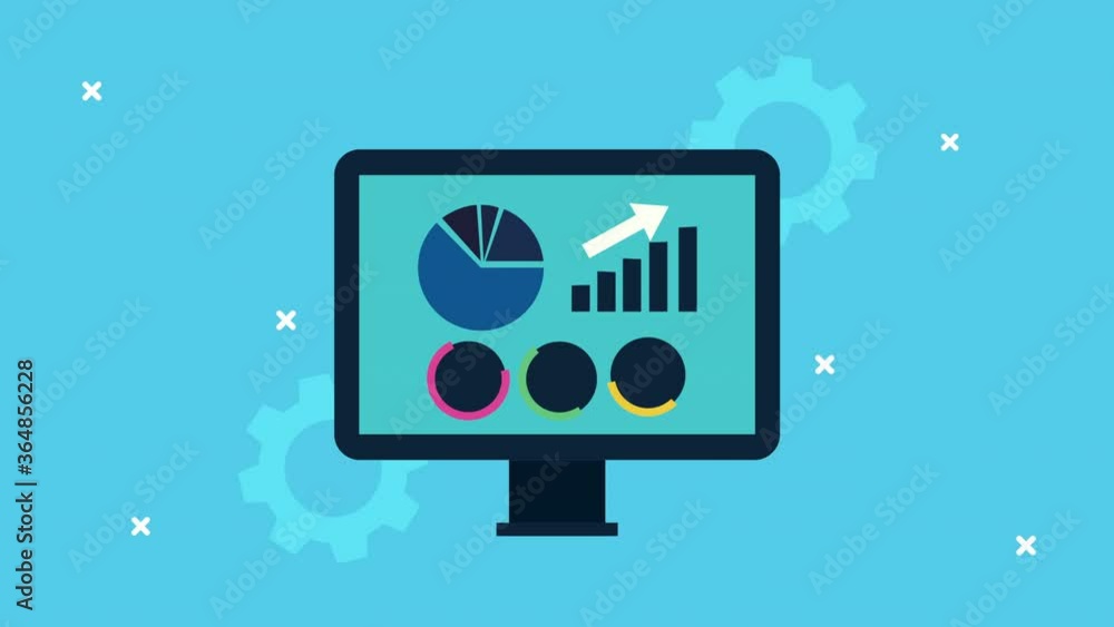 Poster statistics infographic in desktop computer