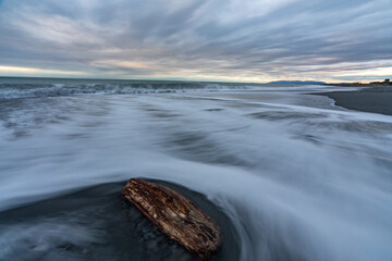 Fototapeta na wymiar Long exposure of Hokitika Beach in the South Island of New Zealand