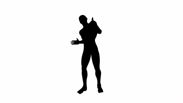 Dancing man silhouette on white background