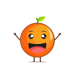 Cute Orange character feeling happy isolated on white background. Orange character emoticon illustration
