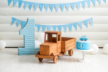 decorations for the boy's first birthday