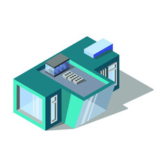 Modern building with panoramic Windows. Isometry, architecture. Megalopolis.eps