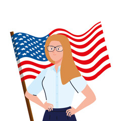 businesswoman with usa flag design, Labor day holiday and patriotic theme Vector illustration