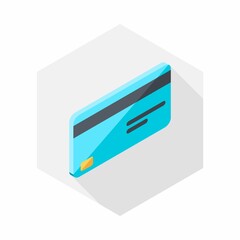 Credit card right view icon vector isometric. Flat style vector illustration.