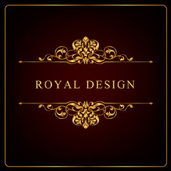 Classical decorative elements in baroque style. Holiday decor frame gold elements isolated