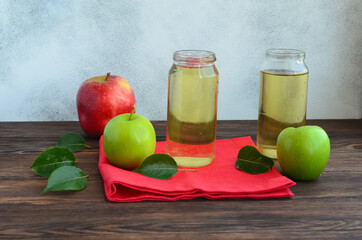 Apples and fruit. Autumn harvest. Apple juice. A healthy drink for health. Diet concept