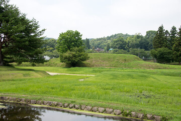 Muryoko-in ruins in Hiraizumi, Iwate, Japan. It is part of UNESCO World Heritage Site - Historic Monuments and Sites of Hiraizumi.