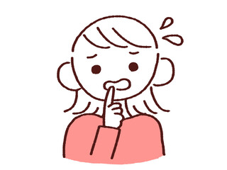 秘密を隠すため慌てる若い女性