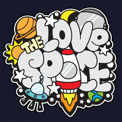 Cute space doodle with typography