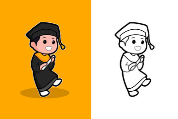 Graduation-themed vector graphic illustrations, perfect for educational and children's themed products, such as textbooks, coloring books, key chains, stickers, illustrations for posters etc.